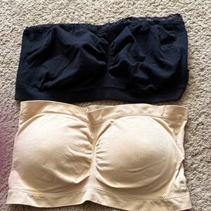 Seamless Black and Cream Bandeau Bras